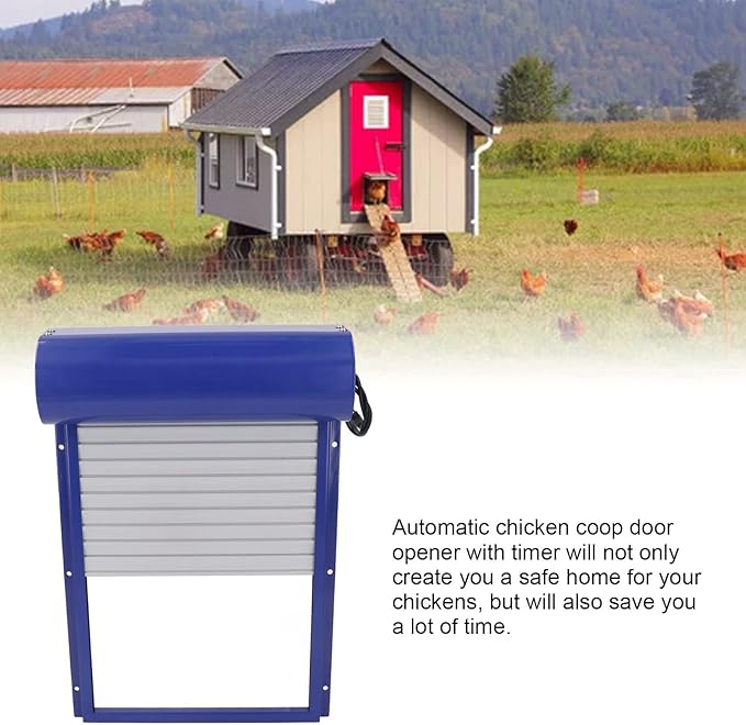 Automatic Coop Door, Solar Powered Chicken Door Opener with Programmable Timer and LED Display, for Chicken Duck Goose Poultry Coop Accessory
