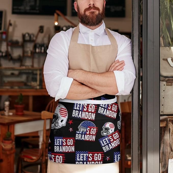 Unisex Apron for Cooking Server Waitress Half Waist Apron with 3 Pockets