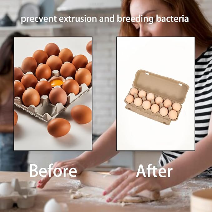 15 Pack Egg Cartons Bulk, 12 Count Reusable Empty Natural Paper Pulp Egg Cartons, Sturdy Design Egg Holder Containers for Fresh Chicken Eggs