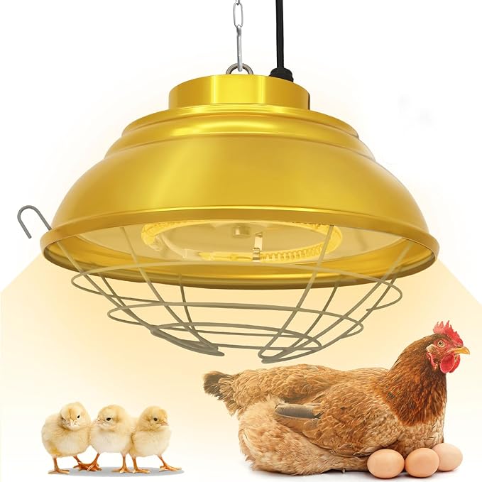 Chicken Coop Heater with Carbon Fiber Bulb, 600W Heat Lamp for Chickens Brooder, Chicken Heater Lamp with Adjustable 2-Mode Temperature & Hanging Height for Chick,Puppy,Cat,Goat,Piglet (600, Watts)