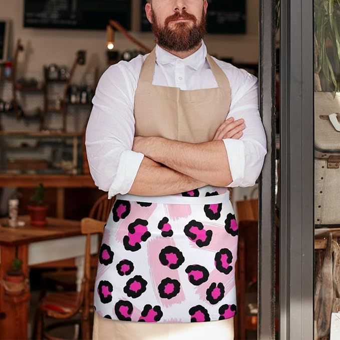 Half Apron with 3 Pockets Chef Cooking Kitchen Restaurant Aprons for Women Men