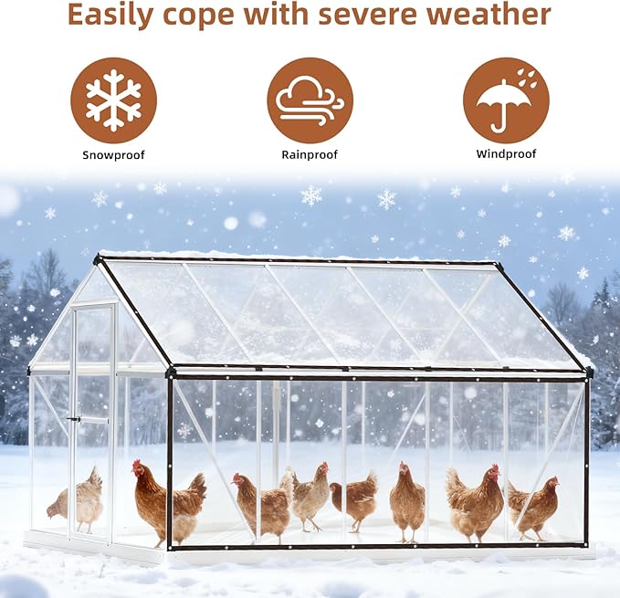 2pcs Chicken Coop Cover Tarpaulin, 3x1m/9.84x3.28 Feet Waterproof Clear Tarp for Chicken Coop with 30 Cable Ties Heavy Duty PVC Plastic Pheasantry Runway Cover Wrap for Outdoor Farm Shed