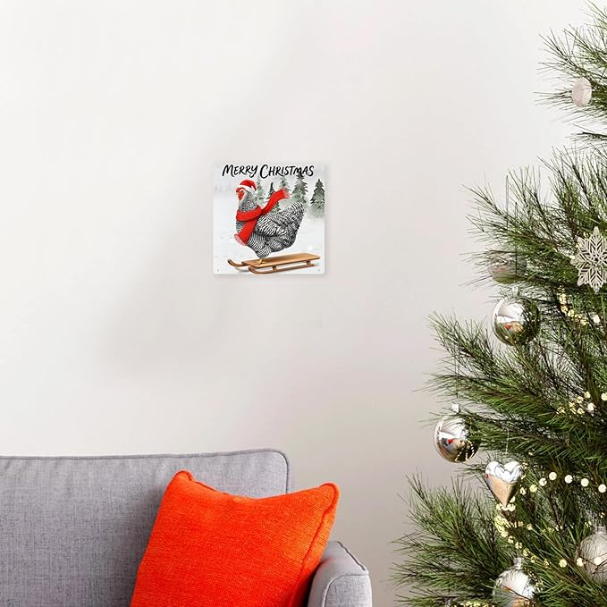 Funny Chicken Kitchen Decor Farmhouse Christmas Wall Decor Country Kitchen Decoration Gifts For Chicken Lover 8×8 Tin Sign
