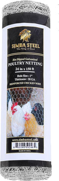 Chicken Wire 24 in x 150 FT x 1” Mesh x 20GA | Poultry Wire Netting | Hot Dipped Galvanized | Chicken Coop, Rabbit Cage, Fence Barrier (2 x 150 x 1)