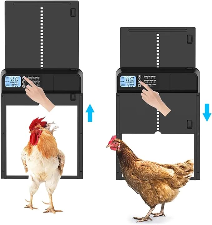 Hatching Time Smart Automatic Chicken Coop Door with Timer – Battery Operated Electric Chicken Door, Predator-Proof Safety, Weather-Resistant, Easy Install Auto Chicken Coop Door for Poultry