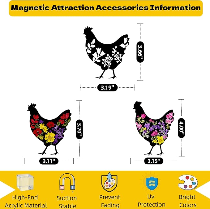 Funny DIY Magnetic Attraction Design,Vintage Chicken Decor Metal Sign, Funny Farmhouse Kitchen Wall Art, Unique Home Decor Gifts for Women, Farmhouse Style Enthusiasts, Retro Chicken Coop Accessories,8*12 Inch (Medium Grey)