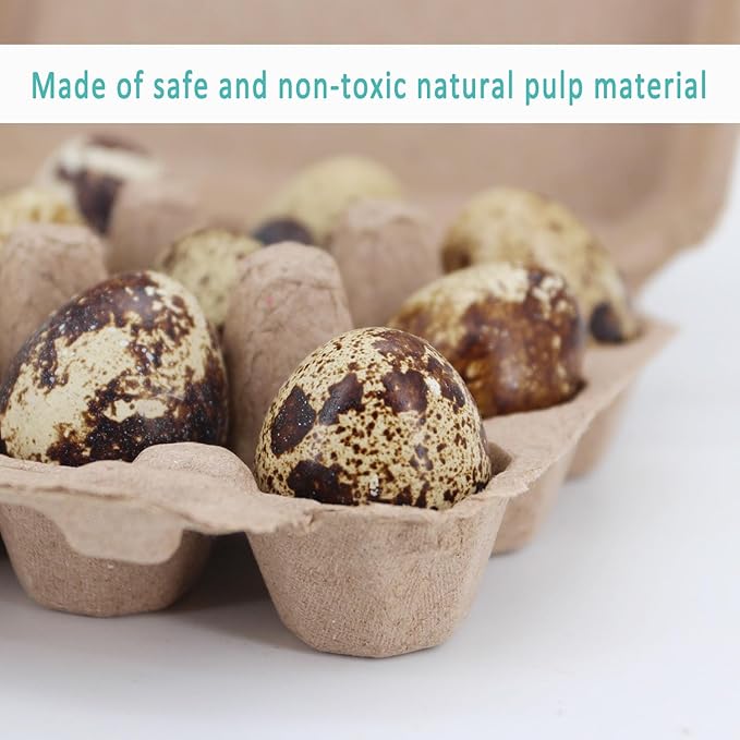 30 Pack Natural Color Pulp Paper Quail Egg Holder, Reusable 12 Count Quail Egg Carton, Refrigerator Storage Tray,Strong Sturdy Design Made from Natural Cardboard