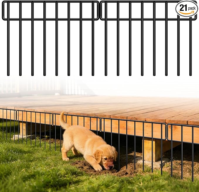 30Ft(L) X 13Inch(H) Animal Barrier Fence - 21 Pack Garden Fence Animal Barrier Garden Border, Rustproof Metal Fencing Panels, No Dig Fence Panels Defense for Dogs, Rabbits, Outdoor Patio