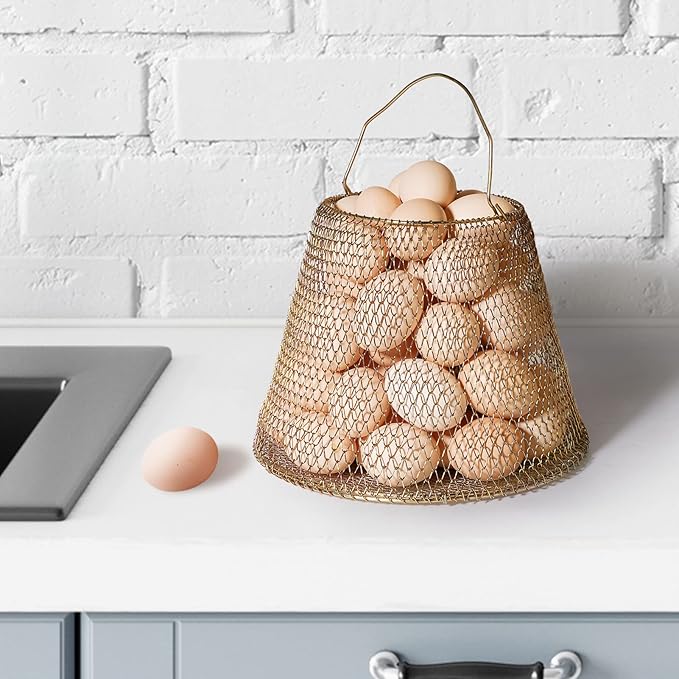 Egg Basket, Collapsible Mini Storage - Can Easily Load Eggs for Carrying and Collecting Eggs, Easy Washing, and Fast-drying, Country Primitive Farmhouse Style (Big)