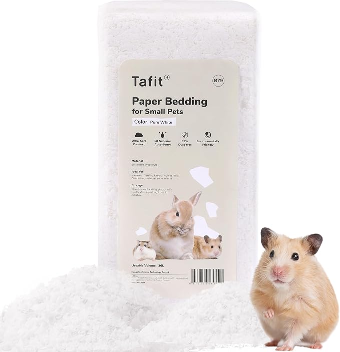 99% Dust-Free Soft Natural Paper Bedding with Odor Control, for Hamsters, Guinea Pigs,Rabbits, Chinchillas, Rats, Mice, Gerbils, Bunniess, Rodents, Small Animals - 36 Liters (Pure White)