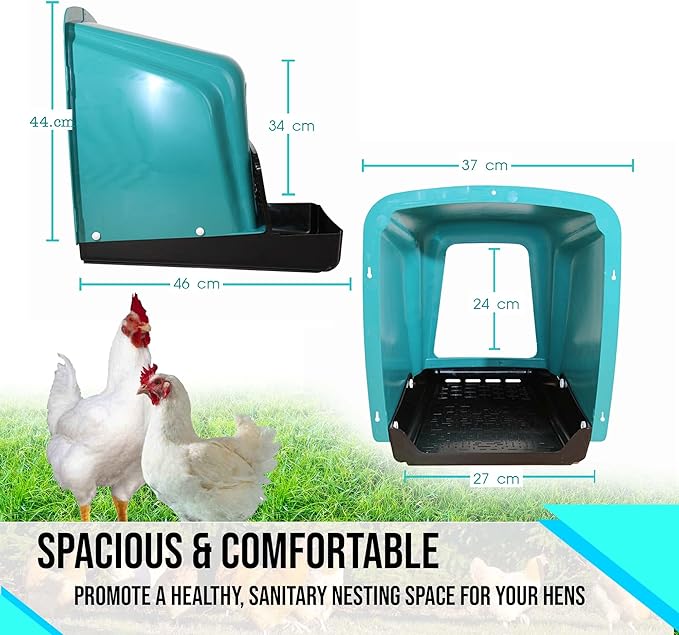 Nesting Boxes for Chicken Coop | Roll Away Hen House for Laying Eggs | Durable Plastic Chick Brooder Box with Perch & Pull Out Egg Tray for Poultry Farm | Chicken Coop Accessories (Pack of 10)
