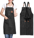 Unisex Aprons with Large Pockets,Cotton Canvas Cross Back Heavy Duty Adjustable Work Apron,Size Kids to Adult
