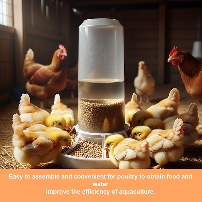 Diydeg Chick Feeder and Waterer Kit, Automatic Chicken Feeder Poultry Feeder Water Container Poultry Drinker Automatic Chicken Feeder and Waterer for Baby Chicks, Ducks, Quail