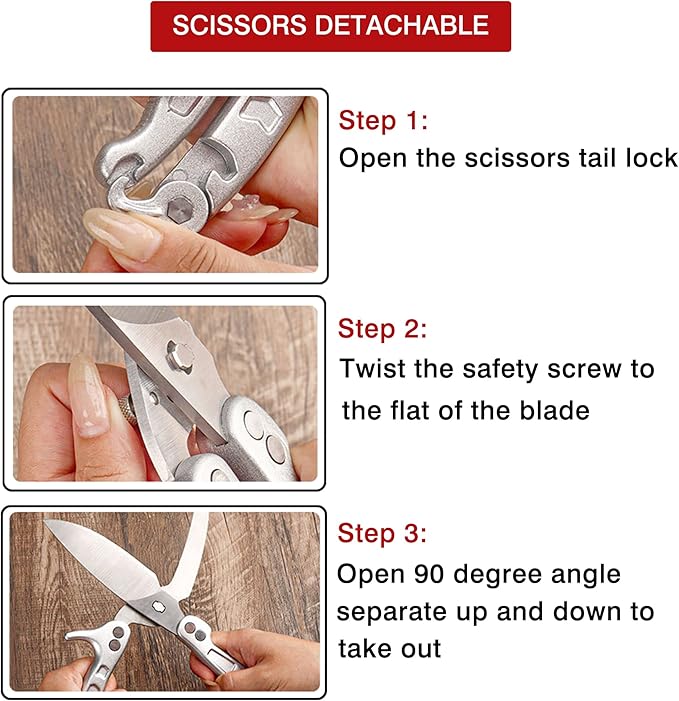 Poultry Shears Scissors Heavy Duty,Kitchen Shears,Multi-purpose Stainless Steel Kitchen Scissors for Christmas Turkey Food , Chicken,Fish,Meat,Separable easy to clean thoroughly,Dishwasher Safe.