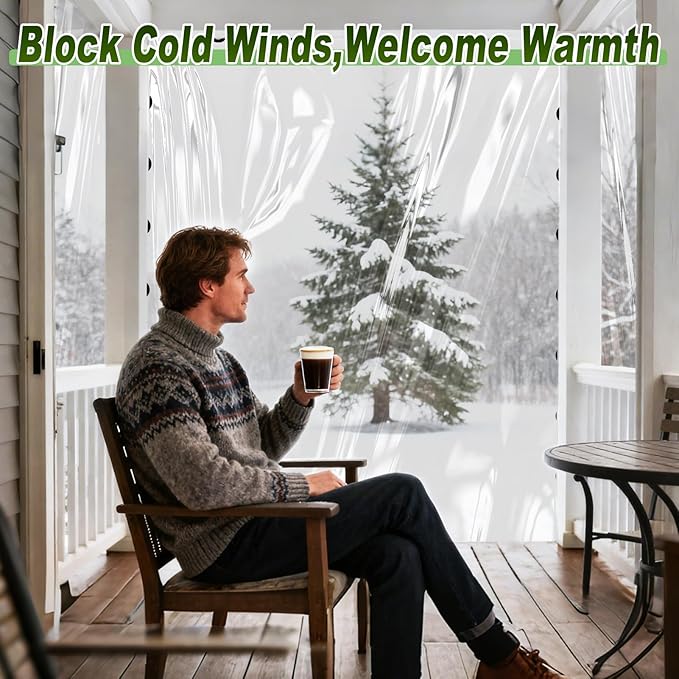 10x10ft Anti-Tear Clear Tarp Waterproof for Patio Winterizing - 5 mil Snowproof & Windproof Clear Plastic Tarps with Grommets for Garden Enclosure Chicken Coop