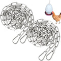 Stainless Steel Chain for Poultry Drinker Feeder 2PCS 2m Hanging Chain with 4 Hooks Heavy Duty Chain for Chicken Feeders Bird Feeder Chicken Coop Accessories Loading 80kg Chain for Hanging