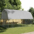 Walk-in Chicken Coop Silver 112.2 x 147.6 x 90.6 in Galvanized Steel Polyethylene Outdoor Hen Run Durable Weatherproof Poultry Cage for Backyard Farm Garden