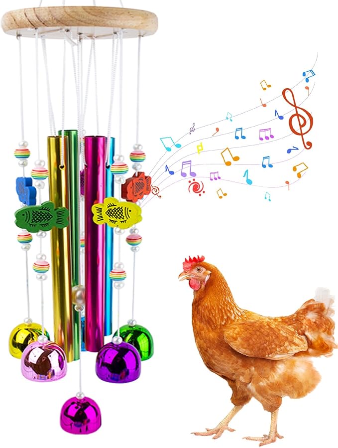 Chicken Toys for Coop, Colorful Chicken Wind Chime Enrichment Toys, Hanging Chick Peck Toy with Bells, Coop Accessories Toy for Hens Chicks Poultry