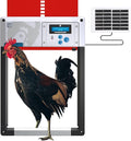 Automatic Chicken Coop Door Opener, ChickenGuard One in All 4 Colours, Timer/Light Sensing, Winter Mode, Auto-Stop & Predator Proof, 3 Power Options, Solar, Battery or Electric (Red + Solar Kit)