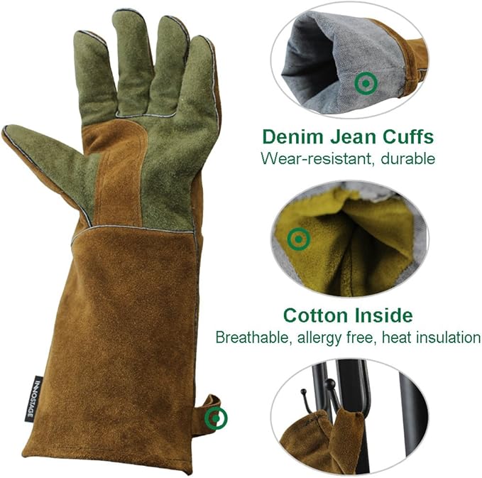 INNO STAGE Welding Gloves Heat Resistant 16 Inches Cowhide 662 ℉ Leather Forge Mig Welder Gloves for BBQ