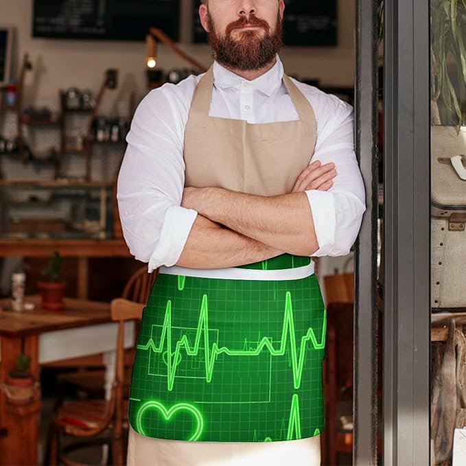 Unisex Chef Waiter Apron Waist Half Short Serving Aprons with 3 Pockets