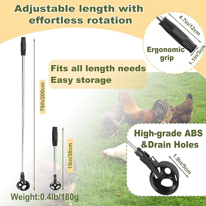 2Pcs Egg Grabber for Chicken Eggs, Extendable Egg Picker Tool with Non-Slip Handle, Stainless Steel Long Grabber Reacher for Coop, Poultry Nest, Farm & Outdoor Egg Collector