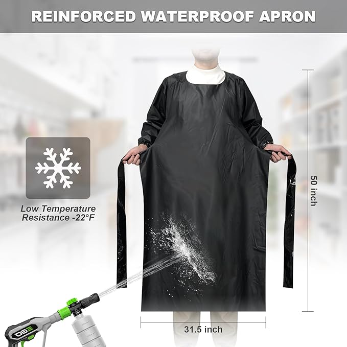 ELEBOX Waterproof Apron with Long Sleeves, Safety Apron Work Uniform for Men & Women, Chemical Resistance Anti-Tear Apron