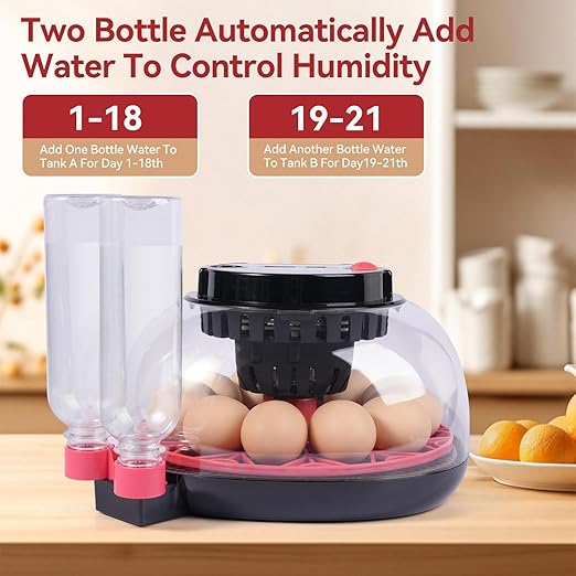 12 Egg Incubators for Hatching Eggs, Chicken Egg Incubator with Automatic Egg Turning and Temperature Humidity Control, 360° Clear View Lid or Home, Farm, Classroom, Hatching Chicken, Duck,Quail,Goose