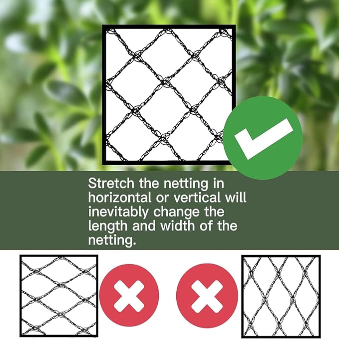 Bird Netting 10x10 Ft, 1/2In Mesh Heavy Duty Garden Netting Pest Barrier for Plants, Fruit Trees, Vegetables, Extra Strong Woven Mesh Netting, Animal Fencing Against Birds, Deer, Poultry