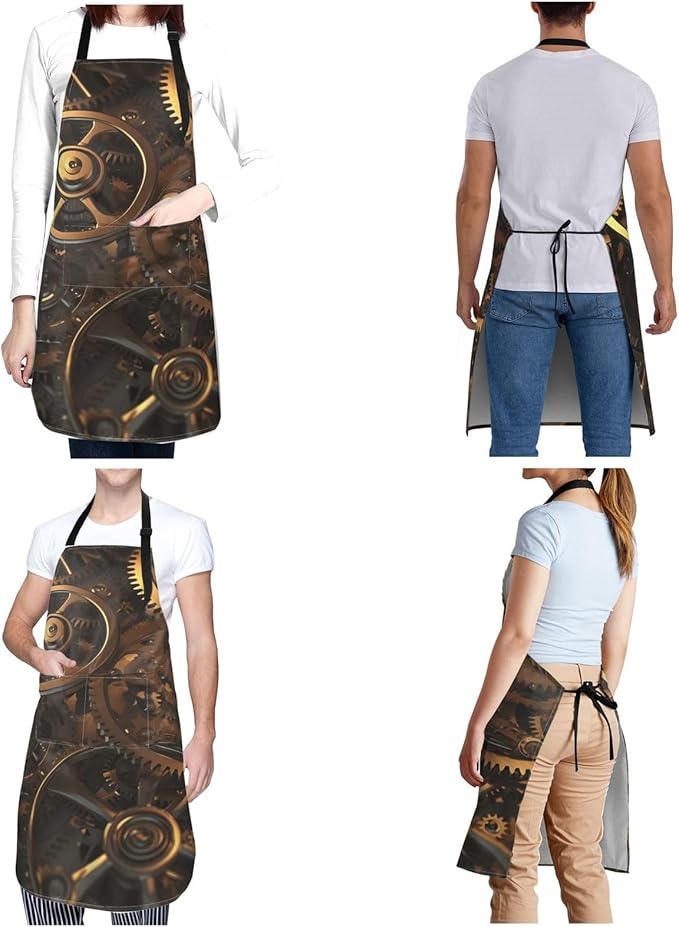 Waterproof Aprons for Women Men Adjustable Bib Cool Electric Guitar Apron Chef Cooking Aprons for Kitchen