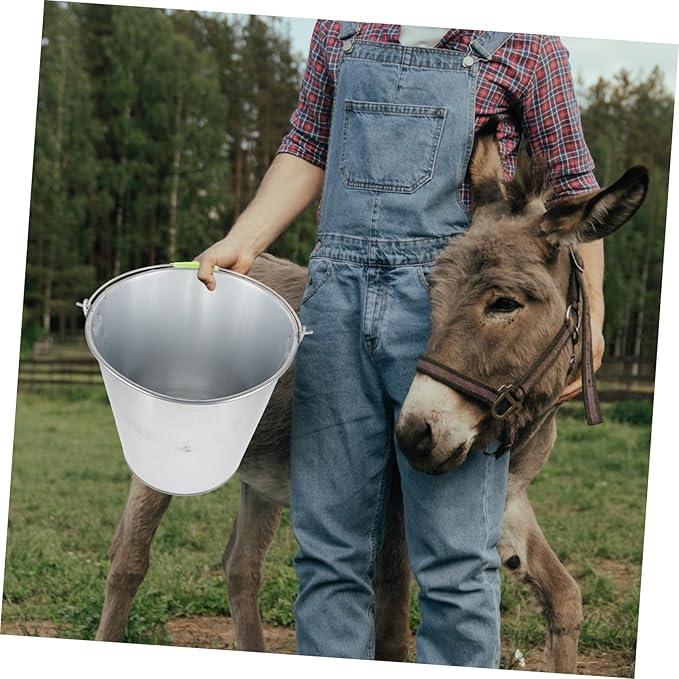 UPKOCH Large Metal Waste Bucket for Kitchen Waste Poultry Feeding Capacity Easy to Clean Handle Versatile Trash Container for Use