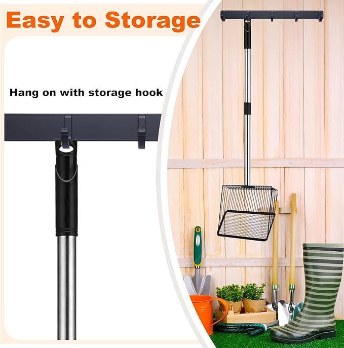 Mity rain Chicken Coop Accessories, Large Adjustable Chicken Scooper for Cleaning, Sifting Shovel for Chicken Coop Separating Poo and Debris from Sand, Chicken Litter Scoop Supplies