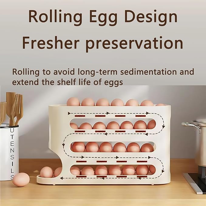 2PCS Stackable Refrigerator Egg Holder - 44 Count Durable Plastic Organizer, Space-Saving Storage Container with Easy Access for Fresh Eggs（transparent）