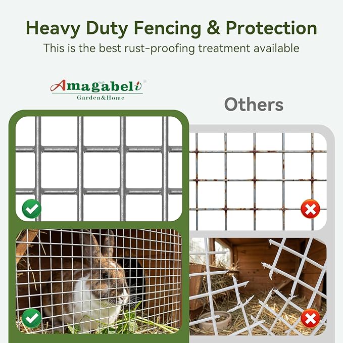 AMAGABELI GARDEN & HOME Hardware Cloth Chicken Wire Fence 1/2 inch 15.7in x 10ft Galvanized Welded Cage Wire for Bird Wire Gopher Wire Rabbit Wire Snake Fence Poultry Netting Cage Screen