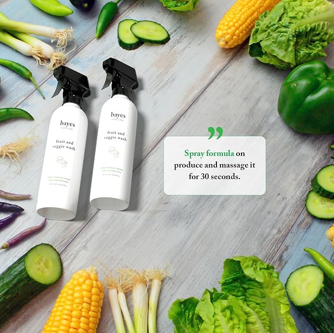 Bayes High-Performance Produce Wash - Fruit and Vegetable Cleaner, Helps Remove Harmful Residue - 16 oz