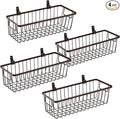 Farmhouse Metal Wire Bin Basket with Handle - Small, 4 Pack - Rustic Home Storage Organizer for Cabinets,Pantry,Closets,Cupboards, Shelves,Countertops,Bathroom Vanity,Kitchen,Bedroom (Bronze)