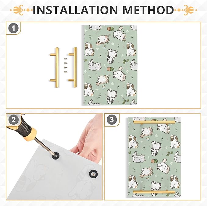 Bathroom Vanity Tray Counter Organizer, Cartoon Cats Green Decorative Tray with Handles Countertop Storage for Bathroom Bedroom Kitchen Home Farmhouse
