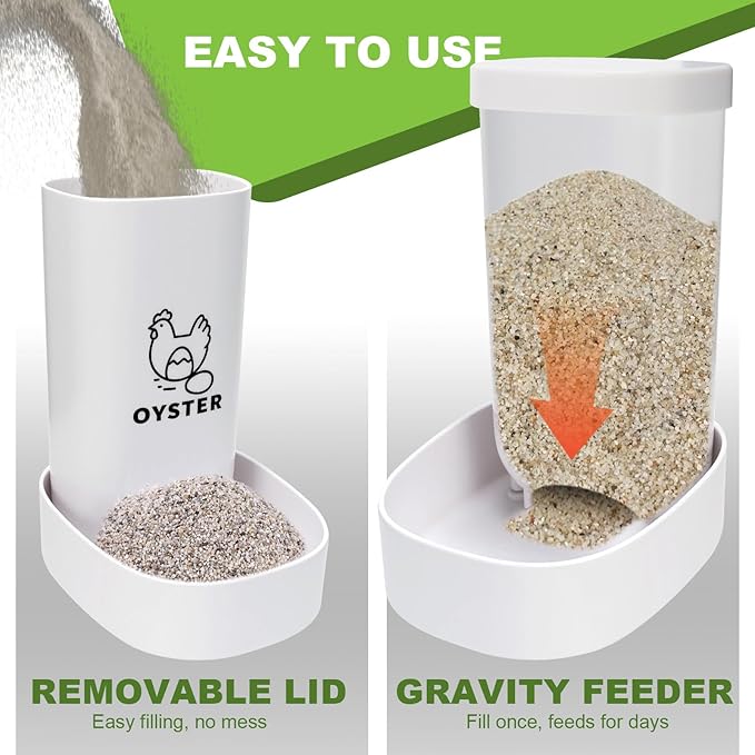 2-Pack Chicken Oyster Shell & Grit Feeder, Automatic, Hanging, Improves Eggshell Quality & Hen Health