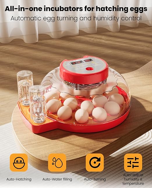 18-24 Incubators for Hatching Eggs with Automatic Egg Turning and Humidity Control Automatic Water Refill,Egg Candler Nature Right 360 Incubator Duck Quail Chick Turkey Hatching Incubator