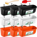 9 Pack Chicken Duck Feeder Waterer Hanging Goat Feeder Trough 2.5 Quart Livestock Feeding Trough with Scoop & Brush for Pig, Poultry, Fence Feeding, 22.5 Quart Total (White, Orange, Black)