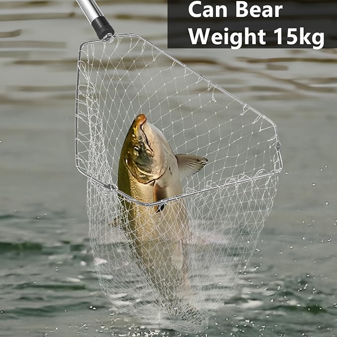 Chicken Net Catcher,74" Adjustable Extension Pole Chicken Hook Catcher Kit，The Animal Net Catcher Is Made Of Stainless Steel,Suitable For Catching Small Duck,Goose,Bird,Fish, Etc. （15.3 x 23.2" Net)