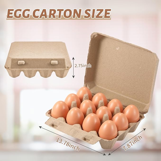 30 Pack Egg Cartons Bulk - 3×4 Style Reusable Cardboard Cartons 12 Count, Dozen Chicken Egg Crates