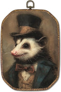 Hxlac Vintage Opossum Rectangular Wall Art Framed, Dark Moody Opossum Rectangular Wall Decor, Rustic Farm Animal Hanging Canvas Prints Wall Sculptures for Home Living Room Bedroom Decor, 7.1x10.2 Inch