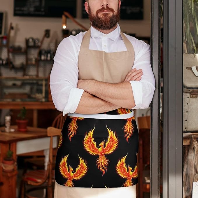 Short Aprons for Servers Unisex Chef Works Waitress Apron with 3 Pockets