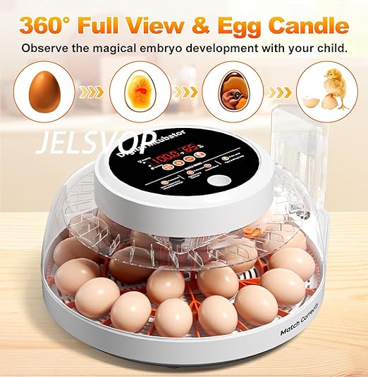 Upgraded Egg Incubators for Hatching Eggs, 22 Egg Incubator with Automatic Egg Turning, Temperature Control & Humidity Display, LED Candler, Incubator for Chicken, Duck, Quail Eggs