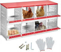 Heavy Duty Metal Chicken Nesting Box – 8 Compartments, Roll-Away Egg Tray, Pull-Out Cleaning Tray, Swing Perch, Wall Mount, Without Cover-Red, 128×48×71cm