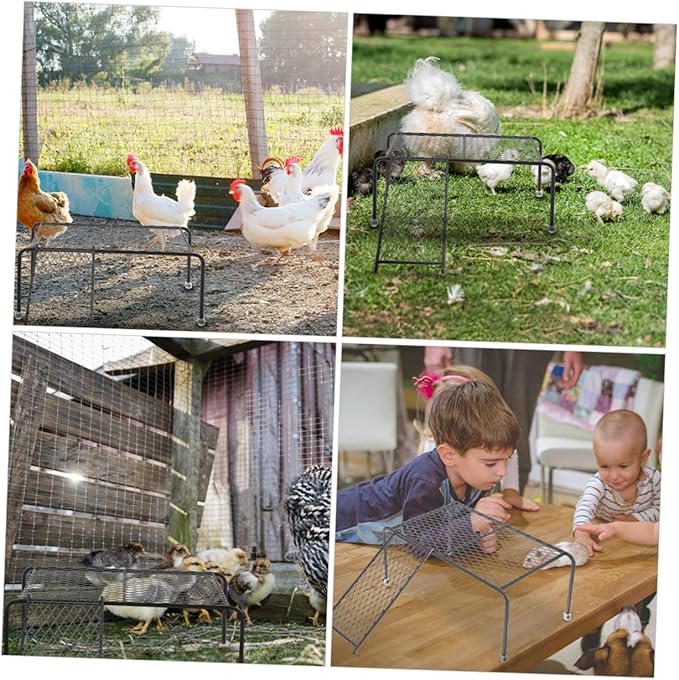 VICASKY Rutin Chicken Feeding Station with Iron Mesh Rack Sturdy Chicken Coop Shelf for Feeding and Drinking for Poultry Care and Landscape Decoration
