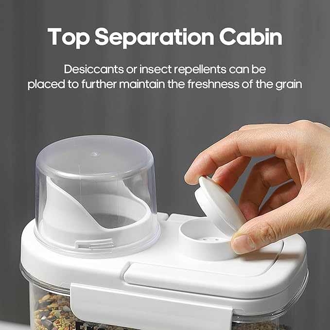 3 Qt/2.8 L Bird Seed Storage Container with Lids Airtight Measuring Cup, Bird Seed Dispenser Pet Food Container Are Used to Store Bird Food, Chicken Feed BPA Free (2.8L, White)