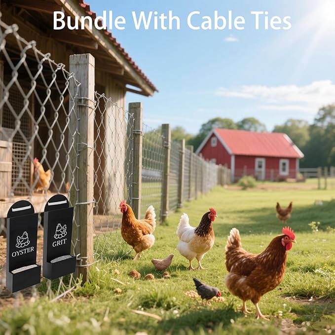 Chicken Oyster Shell and Grit Feeder Wooden Automatic Poultry Feeder Chicken Coop Accessories Supplies