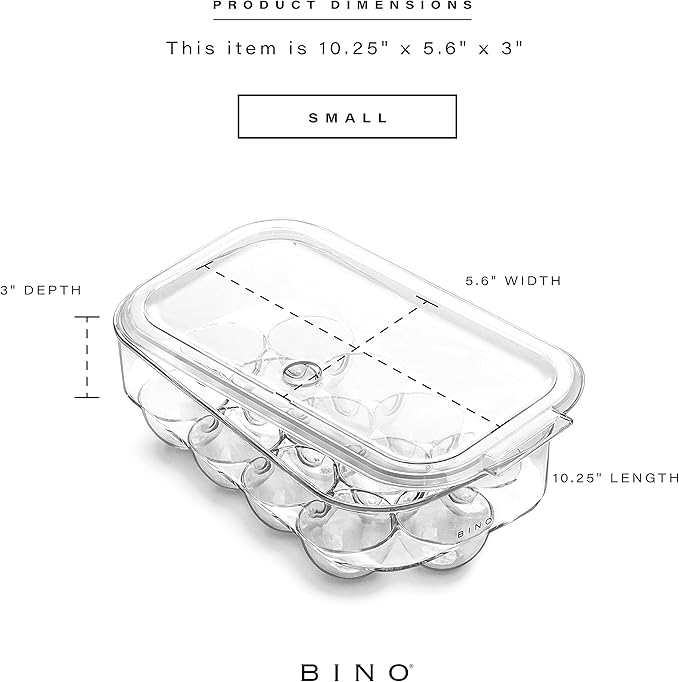 BINO Plastic Egg Container for Refrigerator - Clear, 13 Count, Sturdy, Durable